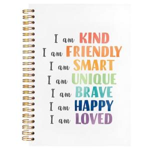 BearCake Positive Affirmation Gifts, I am Kind Smart Brave Affirmations Notebook, Inspirational Notebooks, Affirmation Journal, Encouragement Gifts, Hardcover Spiral Notebook 5.5x8.3