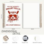 Foritho Trendy Sunglasses Raccoon Notebook, Funny Retro Raccoon Journal, Funny Office Supplies, You are Either a Smart Fella or a Fart Smella Spiral Notebooks 5.5x8.3 Inch