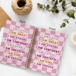 QLMX I Am Loved Spiral Notebook, I Am Smart Affirmations Inspirational Notebook Journal, Lined Journal College Ruled Notebook, Hot Pink Preppy Hardcover Notebook for Teen Girls School Supplies 5.5x8.3