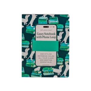 Studio Oh! Casey Notebook with Phone Holder - Stylish Design with Elastic Loops, 192 Lined Pages, Coptic Binding - Ideal for Professionals, Students, Travelers - Smart Pups
