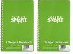 School Smart Spiral Non-Perforated 1 Subject College Ruled Notebook, 9-1/2 x 6 Inches (Pack of 2)