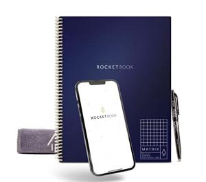 Rocketbook Matrix Smart Reusable Graph Notebook | Eco-friendly, Digitally Connected Isometric Notebook | Mdinight Blue, Letter Size (8.5" x 11") with Pen, Cloth, and App Included