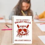 Foritho Trendy Sunglasses Raccoon Notebook, Funny Retro Raccoon Journal, Funny Office Supplies, You are Either a Smart Fella or a Fart Smella Spiral Notebooks 5.5x8.3 Inch