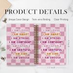 QLMX I Am Loved Spiral Notebook, I Am Smart Affirmations Inspirational Notebook Journal, Lined Journal College Ruled Notebook, Hot Pink Preppy Hardcover Notebook for Teen Girls School Supplies 5.5x8.3