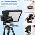 INMEI TX12P Teleprompter with Remote App Control, 14inch Metal Teleprompter，Compatible with iPad, Smartphone, DSLR Camera,Collapsible with Carry Case,Easy to Assemble