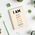 ROXMART Boho Inspirational Spiral Notebook, Affirmation Journal, Positive Affirmation Gifts, I Am Kind Smart Brave Journals Notebook, 5.5x8.3 Inch