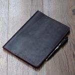 YIYUS Compatible with Rocketbook Cover Smart Business Genuine Leather Notebook Cover for Everlast A5 Executive 6" x 8.8" Darkbrown