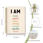 ROXMART Boho Inspirational Spiral Notebook, Affirmation Journal, Positive Affirmation Gifts, I Am Kind Smart Brave Journals Notebook, 5.5x8.3 Inch