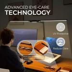 THE HOUSERY LED Desk Lamp, Anti Eyestrain with Blue Light Blocking Glasses Included, 3000K-6500K with Clamp, Architect Style Swing Arm, Wide Monitor Computer Light for Home Office Gift