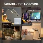 THE HOUSERY LED Desk Lamp, Anti Eyestrain with Blue Light Blocking Glasses Included, 3000K-6500K with Clamp, Architect Style Swing Arm, Wide Monitor Computer Light for Home Office Gift