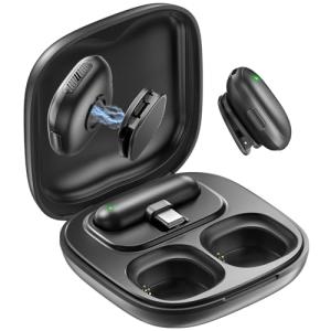Mini Wireless Lavalier Microphone for iPhone/Android/PC/Tablets with USB-C Plug, AI Noise Cancelling, Magnetic Mic, 40H Battery Life with Charging Case, Lapel Microphone Wireless for Video Recording