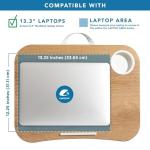 LAPGEAR Cup Holder Lap Desk with Device Ledge - White Oak Woodgrain - Fits up to 14 Inch Laptops - Style No. 46329