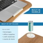 LAPGEAR Cup Holder Lap Desk with Device Ledge - White Oak Woodgrain - Fits up to 14 Inch Laptops - Style No. 46329