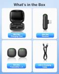 Mini Wireless Lavalier Microphone for iPhone/Android/PC/Tablets with USB-C Plug, AI Noise Cancelling, Magnetic Mic, 40H Battery Life with Charging Case, Lapel Microphone Wireless for Video Recording