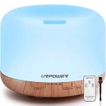 URPOWER 500ml Essential Oil Diffuser with Cool Mist Humidifier Function - 7 Color Changing LED Lights, 4 Timer Modes & Auto Shut-Off Ultrasonic Aromatherapy Scent Diffuser for Home, Office