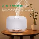URPOWER 500ml Essential Oil Diffuser with Cool Mist Humidifier Function - 7 Color Changing LED Lights, 4 Timer Modes & Auto Shut-Off Ultrasonic Aromatherapy Scent Diffuser for Home, Office