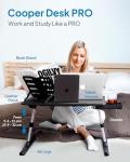 Cooper DeskPRO XL 23.6" Ergonomic Adjustable Laptop Bed Desk, Laptop Bed Table | Tray for Eating, Computer, Writing, Floor, Couch | Large Lap Desk for Adults | Leather, Drawer, Book Stand (White)