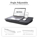 Lap Desk, Lap Desk with Cushion, Fits up to 17 inch Laptop, Pillow Designed, Portable Laptop Stand with Tray, Pad & Phone Holder, Home Office for Bed/Couch/Car/Reading/Writing,MillHome (Black)