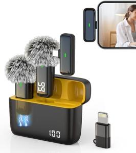 NPTCL Wireless Microphone for iPhone Android Lav Mic USB C Lavalier Microphone Type C Lapel Mic for iPhone 15/16 iPad Video Recording Vlog TikTok - 24H Charging Case Noise Reduction