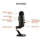 Logitech for Creators Blue Microphones Yeti USB Microphone (Blackout)