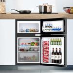 COSTWAY Compact Refrigerator, 3.2 cu ft. Unit 2-Door Mini Freezer Cooler Fridge with Reversible Door, Removable Glass Shelves, Mechanical Control, Recessed Handle for Dorm, Office, Apartment (Grey)