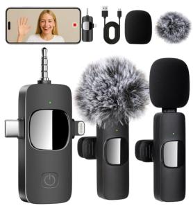 Nagobi Microphone for iPhone 3 in 1 Mini Microphone Wireless Lavalier Microphones USB C Lapel Mic Clip on Mic for iPhone, iPad, Android, Camera for Video Recording, Vlog, YouTube, TikTok