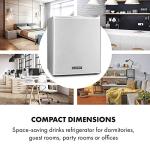 Klarstein Happy Hour – Mini bar, réfrigérateur à boissons, Compression, température de refroidissement : 5-15 °C, classe d'efficacité énergétique A, silencieux : 0 dB, lumière LED, 25 L, Argent