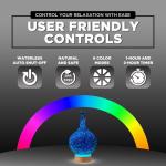 Aromatherapy Essential Oil Diffuser for Therapeutic Oils | 3D Glass Vase Cover with Colorful LED Light Display | Cool Mist Aroma Therapy Diffusers | Versatile Nightlight, Humidifier with Auto Shut-off