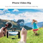 K&F Concept Smartphone Video Rig with Dual Handles, Foldable Aluminum Video Stabilizer Phone Video Rig Compatible for iPhone,Samsung, Huawei Cellphone,1/4-inch Screw Ports for Fill Light, Microphone