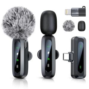 AMASUPER Wireless Mini Microphone for iPhone 15/16, iPad, Android, Wireless Lavalier Microphone with Noise Reduction, Portable USB C Lapel Mic for Video Recording, Vlog, Tiktok, YouTube