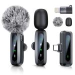 AMASUPER Wireless Mini Microphone for iPhone 15/16, iPad, Android, Wireless Lavalier Microphone with Noise Reduction, Portable USB C Lapel Mic for Video Recording, Vlog, Tiktok, YouTube