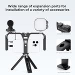 K&F Concept Smartphone Video Rig with Dual Handles, Foldable Aluminum Video Stabilizer Phone Video Rig Compatible for iPhone,Samsung, Huawei Cellphone,1/4-inch Screw Ports for Fill Light, Microphone