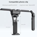 K&F Concept Smartphone Video Rig with Dual Handles, Foldable Aluminum Video Stabilizer Phone Video Rig Compatible for iPhone,Samsung, Huawei Cellphone,1/4-inch Screw Ports for Fill Light, Microphone
