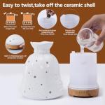 160ML Ceramic Diffuser for Essential Oils Lucky Bag Aromatherapy Diffuser Ultrasonic Cool Mist Humidifier with Intermittent Mist Modes Waterless Auto Off for Room Office