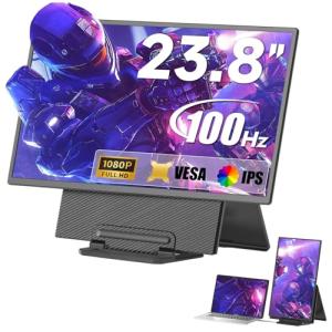 siaviala Portable Monitor, 23.8 inch 1080P FHD 100Hz Laptop Screen Extender, Large Gaming Monitor IPS Display for Laptop, Desktop, MacBook, PS4/5 with Kickstand VESA Compatible