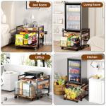 HOMIJIABRO Mini Fridge Stand with Large Storage Wheels Socket Mini Fridge Table Mini Fridge Cabinet with 220 LBS Capacity with Charging Station for Home, Dorm,Office,Bedroom 19.7x19.7in