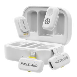 Hollyland Lark A1 Wireless Mini Microphone for iPhone & Android, 48kHz/24-bit, 3-Level Intelligent Noise Cancel, Microphone for YouTube, Podcast, Vlogging (White, 2TX + 2RX + Charging Case)