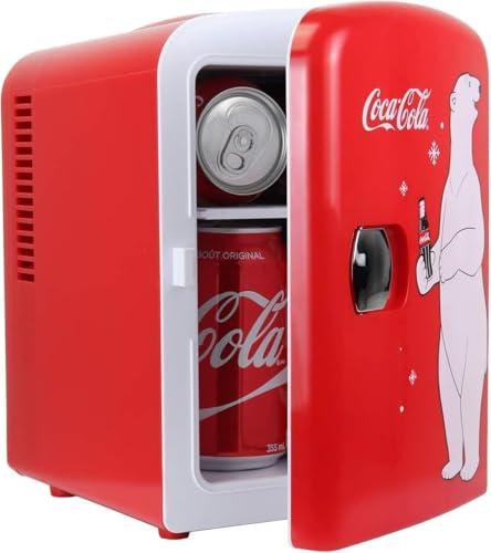 Coca Cola Polar Mini Fridge - Refrigerator for Bedroom Office, Portable Table Top Beverage Cooler, 12V 110V Refrigerador For Drinks, Soda, Wine, Use In Car, Dorm, Patio, 6 Can