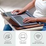 ROSSIE HOME Premium Acacia Wood Lap Desk with Wrist Rest, Mouse Pad, and Phone Holder - Fits up to 15.6 Inch Laptops - Java - Style No. 91712
