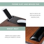 ROSSIE HOME Premium Acacia Wood Lap Desk with Wrist Rest, Mouse Pad, and Phone Holder - Fits up to 15.6 Inch Laptops - Java - Style No. 91712