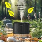 HIIZO T19 Ceramic Aroma Diffuser – 200ml Ultrasonic Essential Oil Diffuser with Breathing Light, Auto-Off, Natural Wood Base, Handcrafted White Ceramic for Home Décor