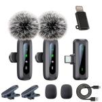 Wireless lavalier Microphone,Microphone for iPhone & USB-C Plug, mini mic Wireless mic with Noise Reduction, LED Display & Rotatable Clip - Ideal for Vlog, TikTok & Content Creation