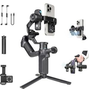 FeiyuTech SCORP Mini 3 Gimbal Stabilizer for Smartphone, Built-in AI Tracking Module & Cooling Fan, 2KG Payload 3-Axis Phone Gimbal with Integrated Grip Design, Gimbal Stabilizer for iPhone & Android