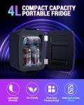FANSEXPERT Mini Fridge, 4 Liter/6 Cans Small Refrigerator With Dimmable LED Light,AC/DC Portable Mini Cooler and Warmer, Gaming Small Fridge for Bedroom,Office,Gaming Room and Car (Black)