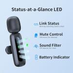 Wireless lavalier Microphone,Microphone for iPhone & USB-C Plug, mini mic Wireless mic with Noise Reduction, LED Display & Rotatable Clip - Ideal for Vlog, TikTok & Content Creation