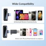 Wireless lavalier Microphone,Microphone for iPhone & USB-C Plug, mini mic Wireless mic with Noise Reduction, LED Display & Rotatable Clip - Ideal for Vlog, TikTok & Content Creation