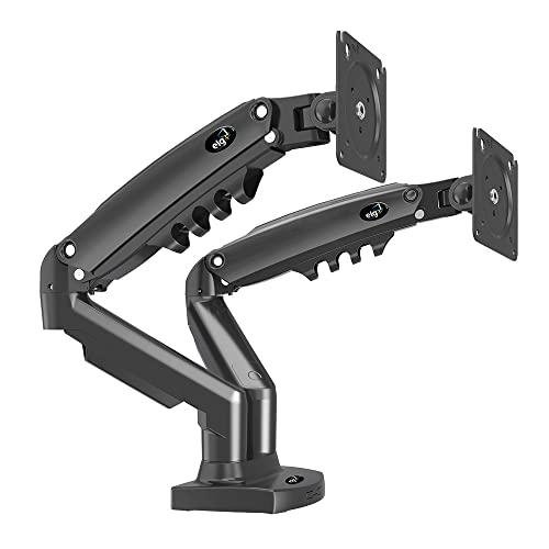 ELG Full Motion Swivel Dual Monitor Desk Mount Stand Gas Spring for Two Screens 17” to 35'' (4.4lbs to 19.8lbs Load for Each Display), Computer Monitor Stand F160N, Black