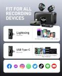 LID LIRDDY Wireless Lavalier Microphone for iPhone: 2PCS Mini Wireless Microphones for Android Equipment - Noise Reduction Lapel Mic for Professional Recording - 80h Battery Life - 48KHz Studio Sound