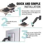 ELG Full Motion Swivel Dual Monitor Desk Mount Stand Gas Spring for Two Screens 17” to 35'' (4.4lbs to 19.8lbs Load for Each Display), Computer Monitor Stand F160N, Black