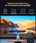【Electric Focus】Projector with WiFi 6 and Bluetooth 5.0, Mini Portable Native 720P with 4K Support, Smart Proyector Built in Android 11, Auto Vertical Keystone, Home Movie Projectors for Outdoor